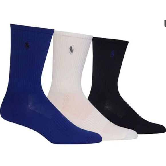 Polo Ralph Lauren Men's Technical Crew Socks w/ Arch Support 3 Pack New - Picture 1 of 3